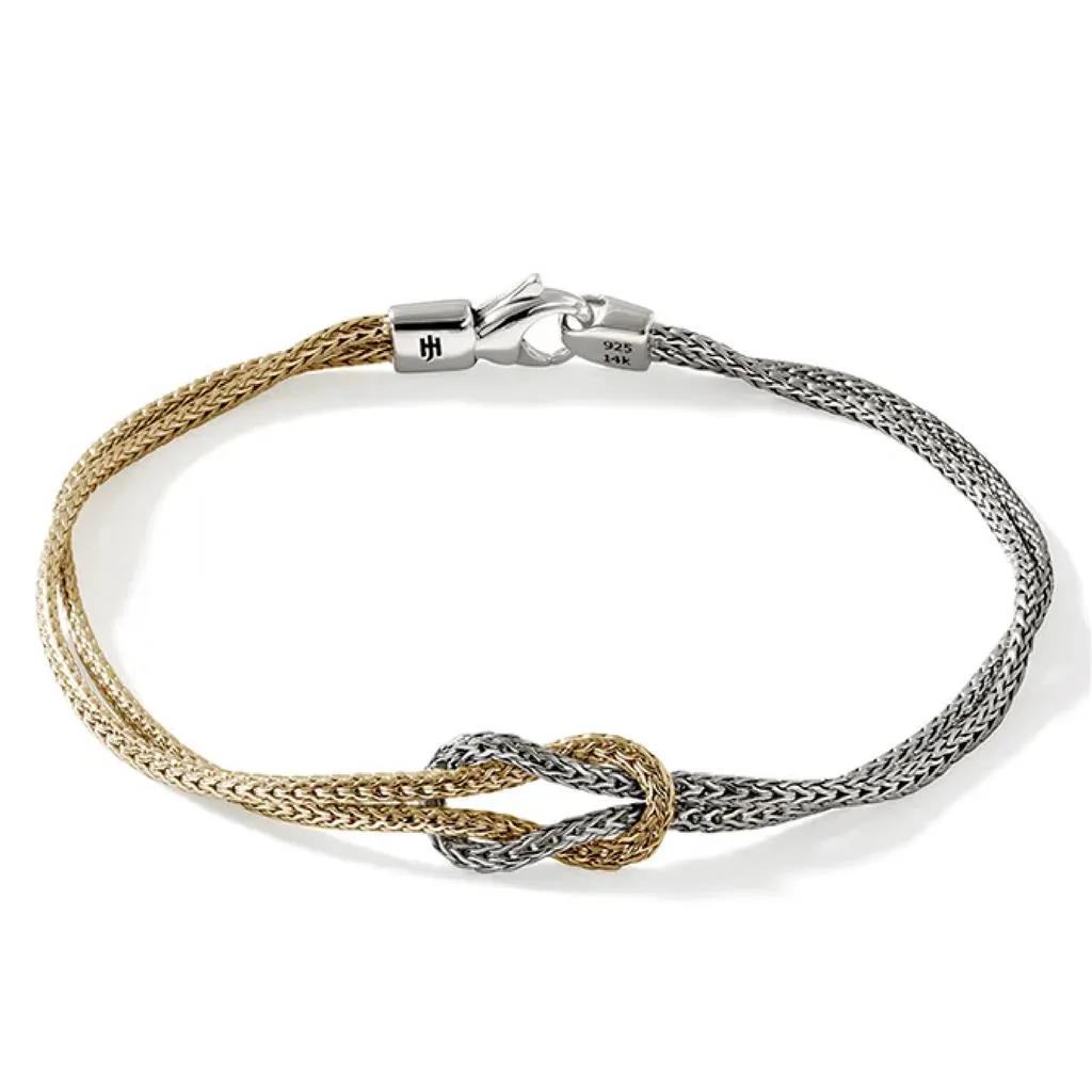 John Hardy 14K Yellow Gold and Sterling Silver Love Knot Bracelet BUZZ900776XUM