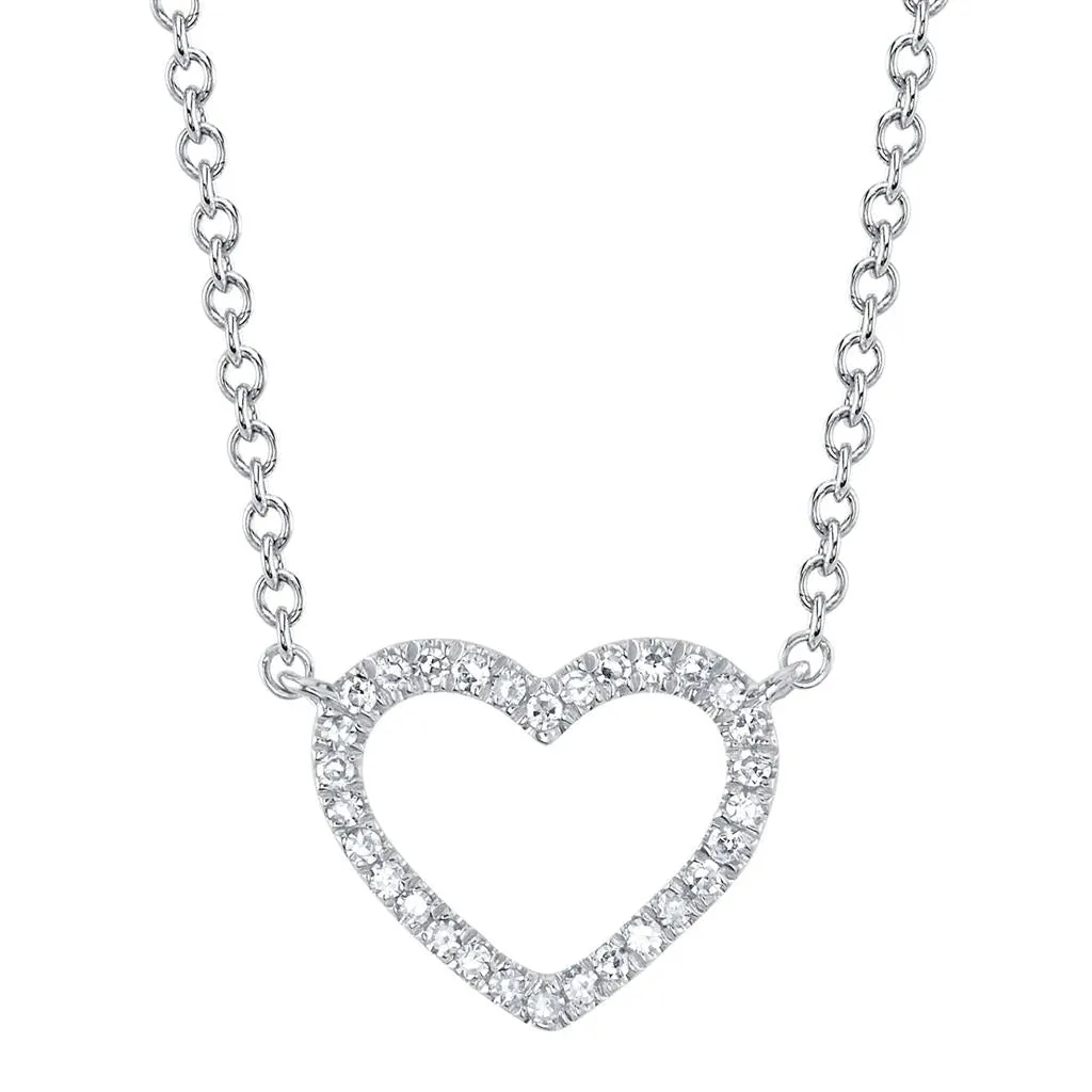 Shy Creation 14K White Gold Diamond Heart Necklace SC22009120