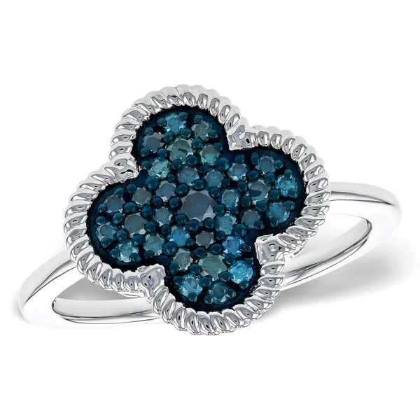 Blue Diamond Clover Ring