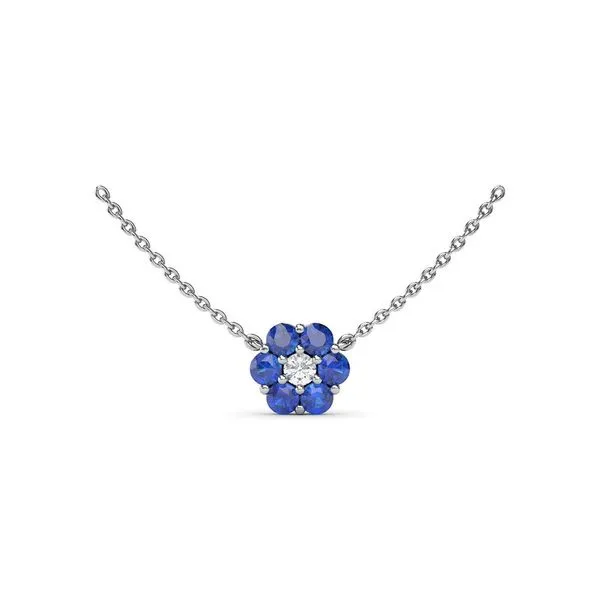 Sapphire & Diamond Flower Necklace