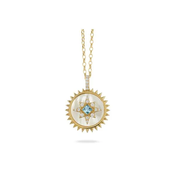 18K Gold Blue Topaz and Diamond Mykonos Necklace