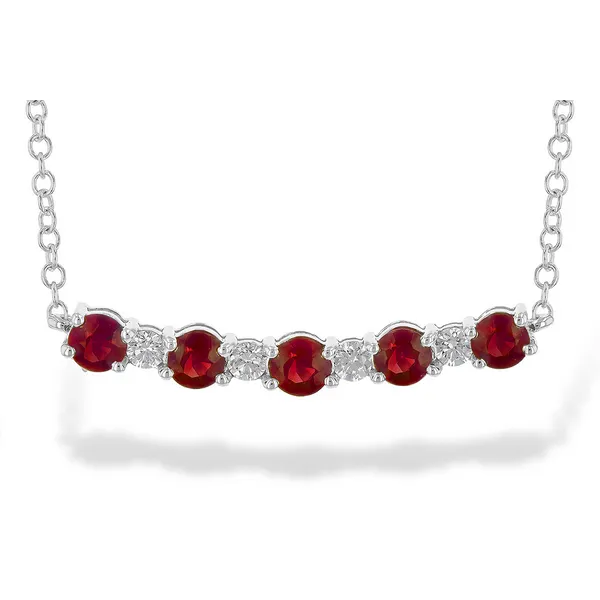 14K White Gold Ruby and Diamond Necklace