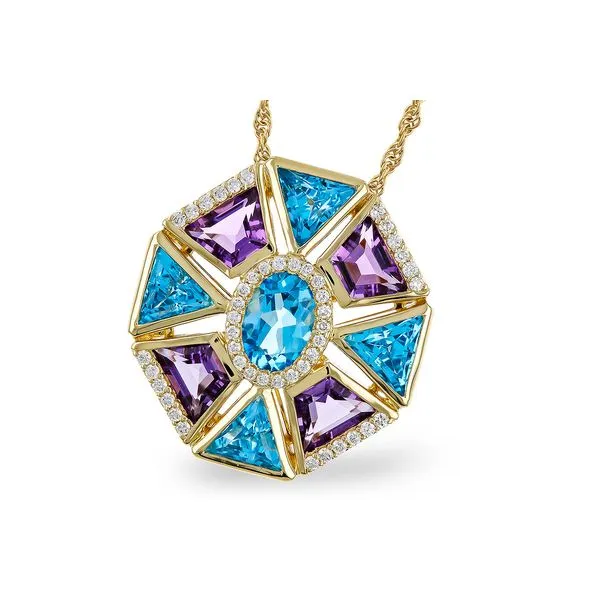 14K Yellow Gold Geometric Gemstone Pendant