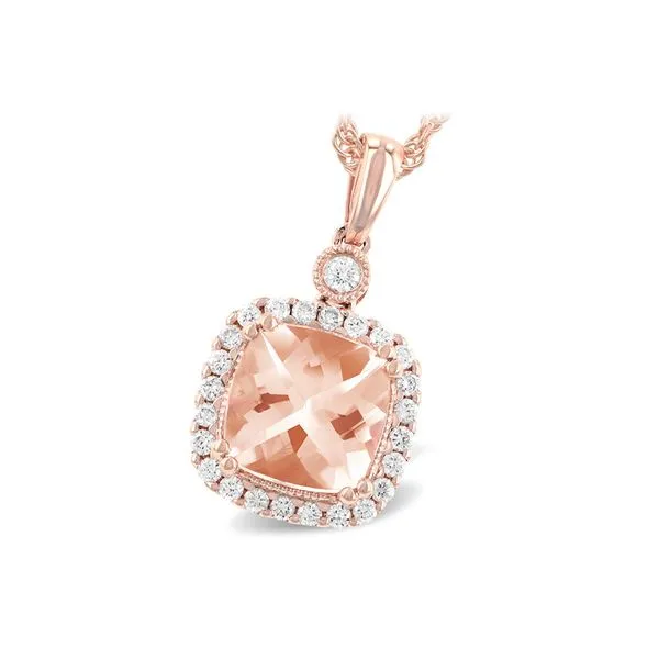 Rose Gold Morganite Diamond Halo Pendant