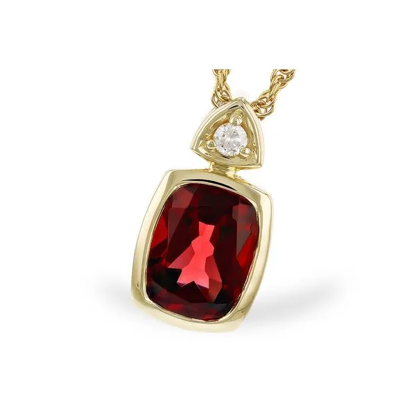Bezel Set Garnet & Diamond Pendant