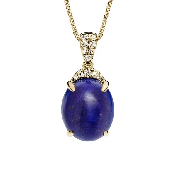 14K Lapis Diamond Pendant