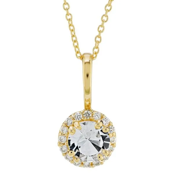 10K Yellow Gold White Topaz Birthstone Necklace