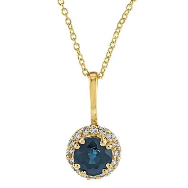 10K Yellow Gold Blue Sapphire Birthstone Necklace
