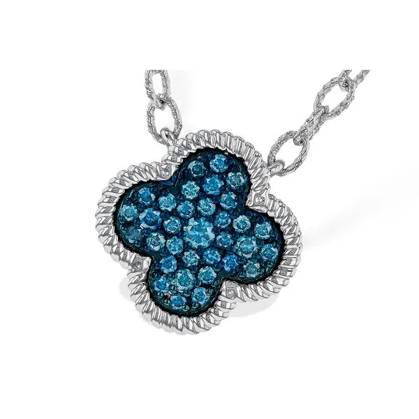 14k Blue Diamond Clover Necklace