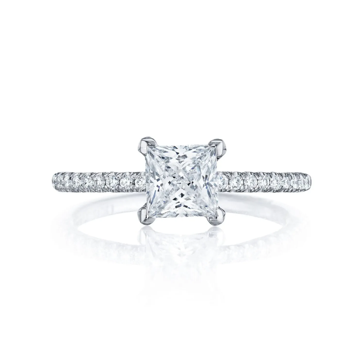 18K White Gold Tacori Petite Crescent 4-Prong PC Solitaire Engagement Ring Mounting 0.23ctw (Setting Only)