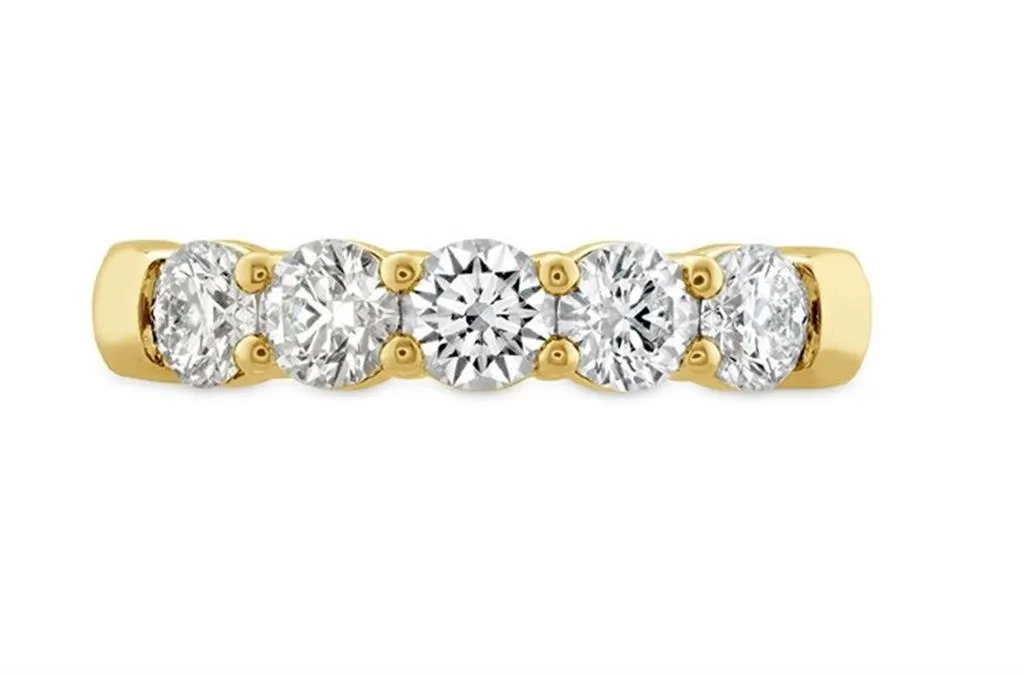 Hearts on Fire 18K Yellow Gold Signature 5 Stone Diamond Band 1ctw UU29428