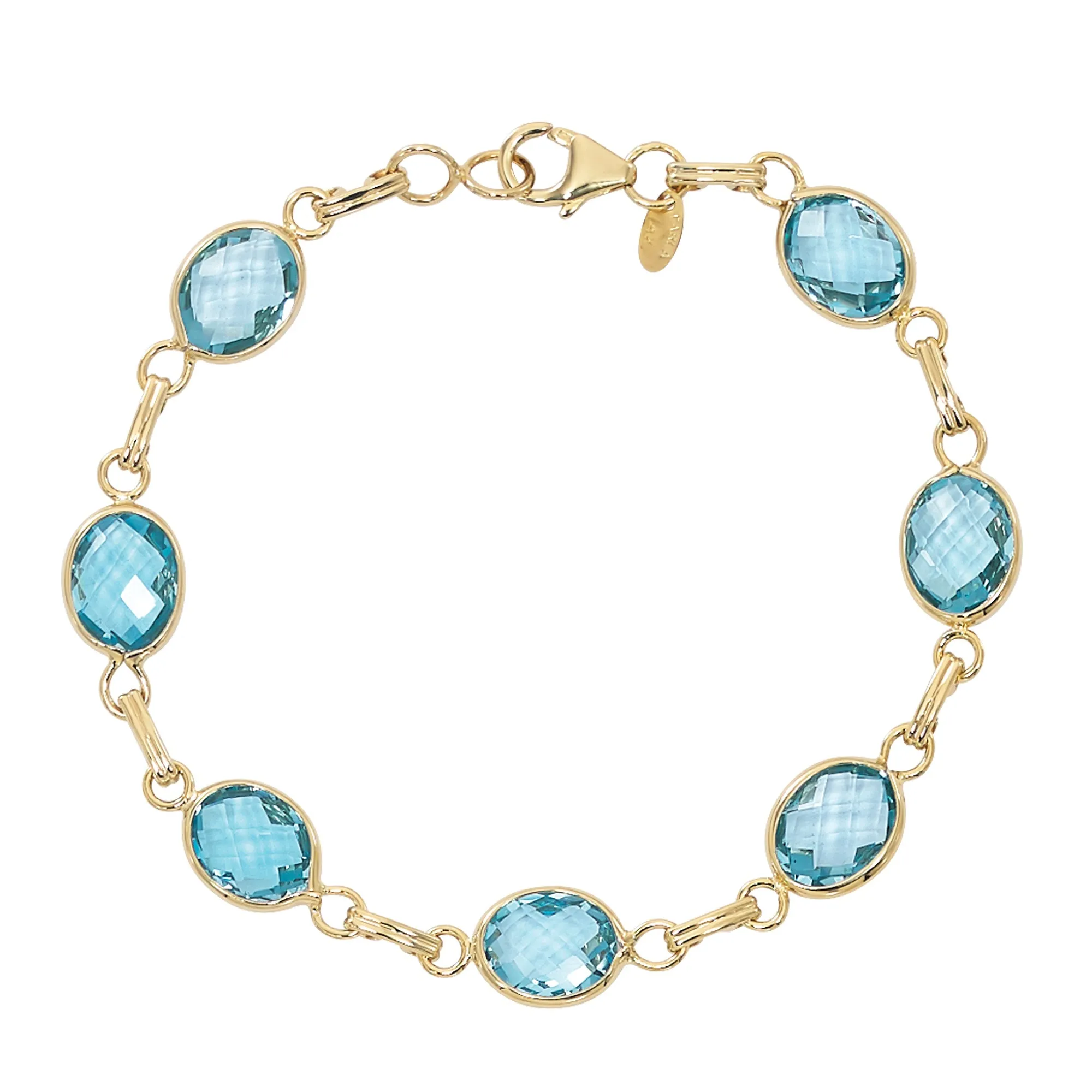14 Karat 10x8 Blue Topaz 7.75" Bracelet