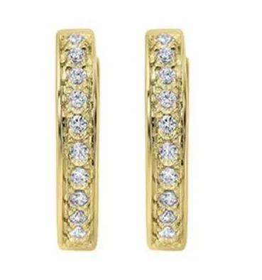 14K Yellow Gold 0.11cttw SI H-I Diamond Hoops