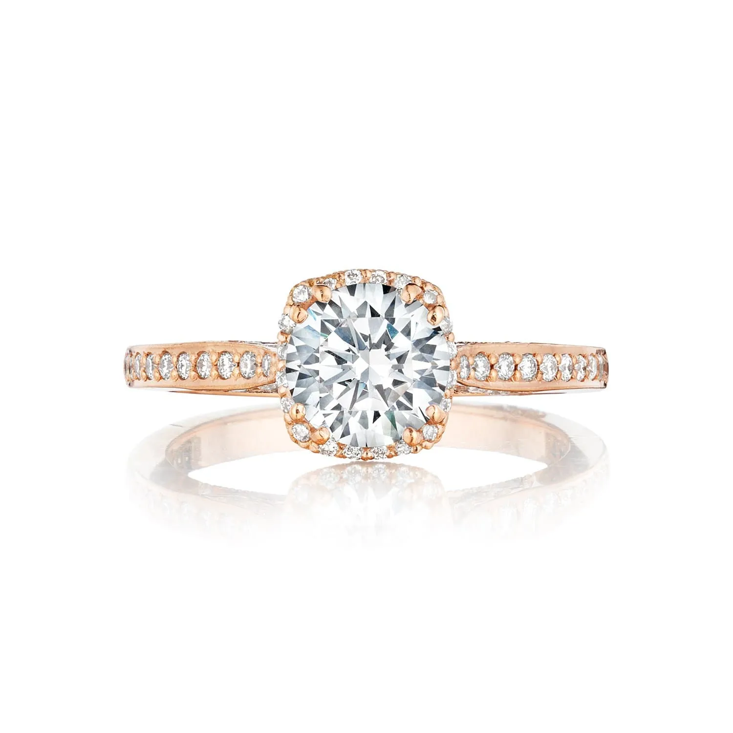 18K Rose Gold Tacori Dantela Collection Semi-Mount Diamond Accent Engagement Ring (Setting Only)
