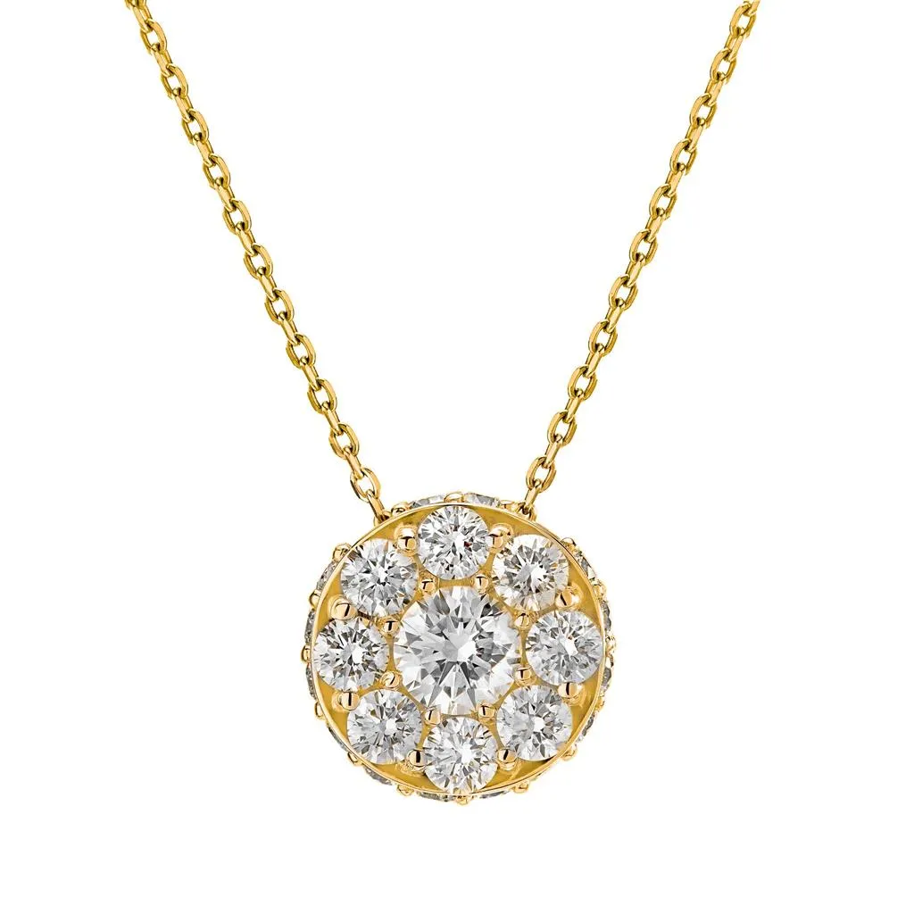 CW Signature 18K Yellow Gold Cluster Dia Pendant P0326Y