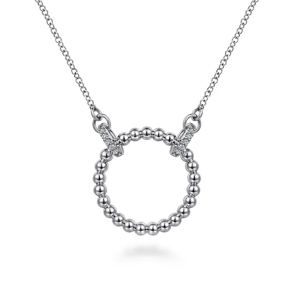 Sterling Silver White Sapphire Open Circle Bujukan Necklace