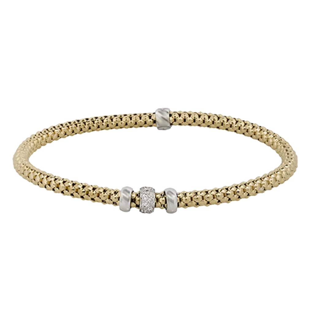 Lady's Two-Tone 18 Karat 4MM Woven Bracelet
