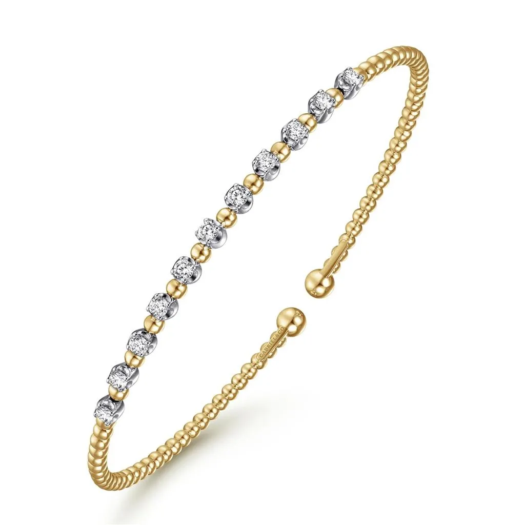 Gabriel & Co 14K Yellow Gold Diamond Station Bujukan Bangle BG4279-62M45JJ
