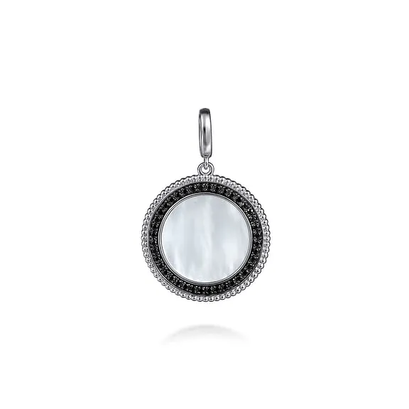 Sterling Silver White Mother Pearl and Black SpinelBujukan Medallion Pendant