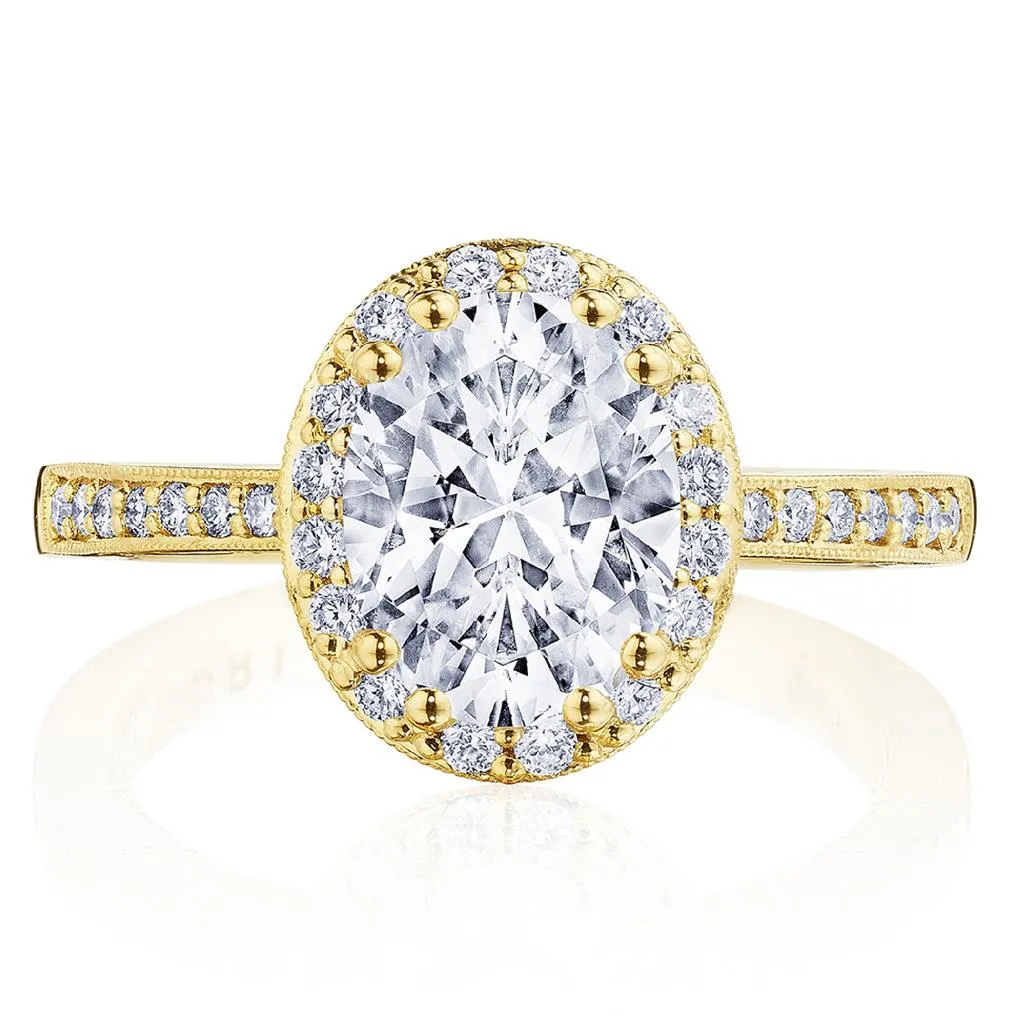 Tacori 14K Yellow Gold Coastal Crescent Halo Engagement Ring P103 OV 8x6 FY
