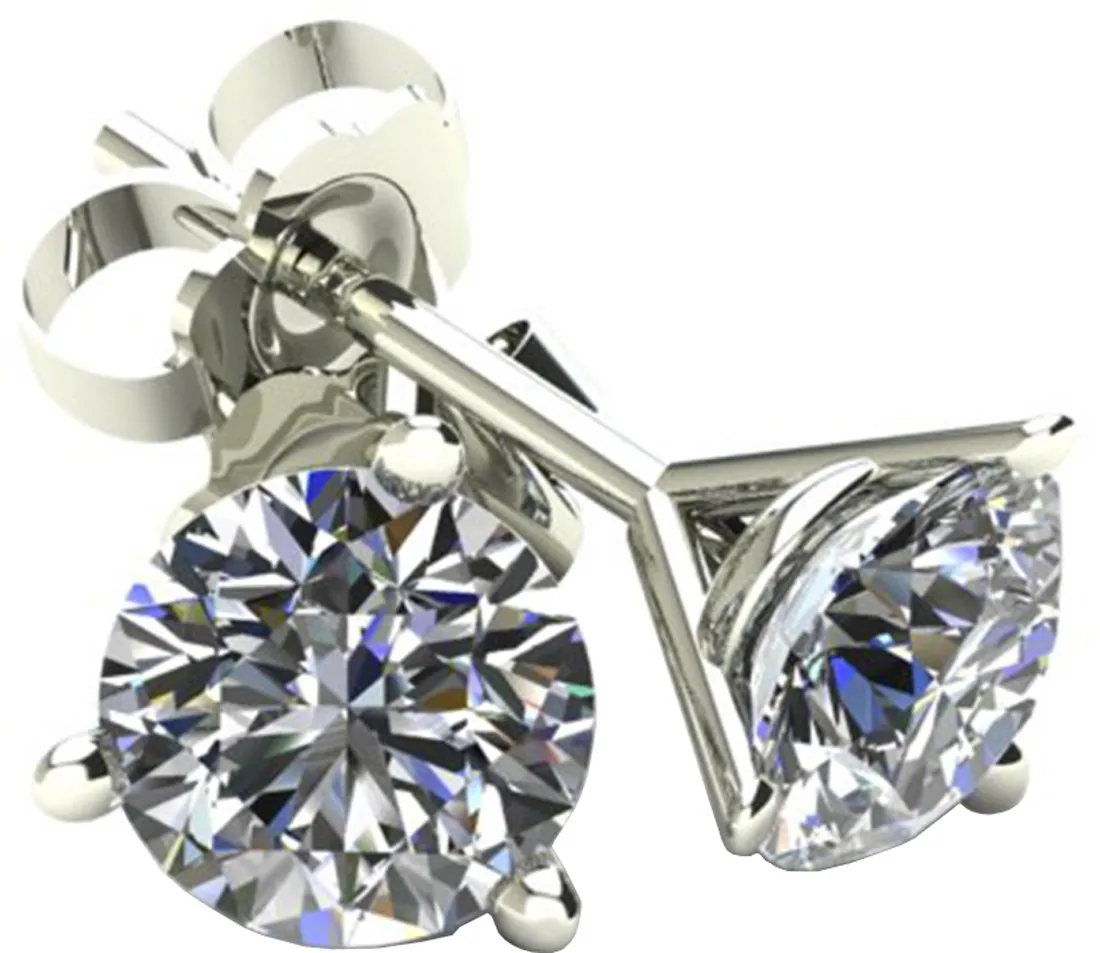 1.25 TCW Diamond Stud White Gold Earrings 3ME125W
