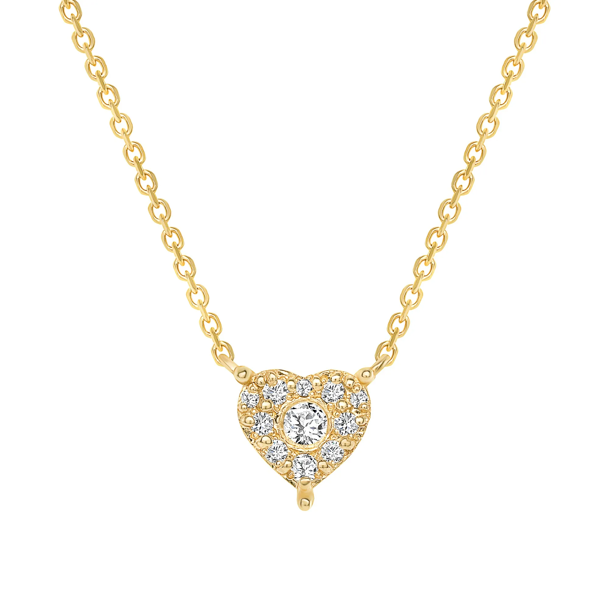 14k Gold Diamond Heart Pendant Necklace