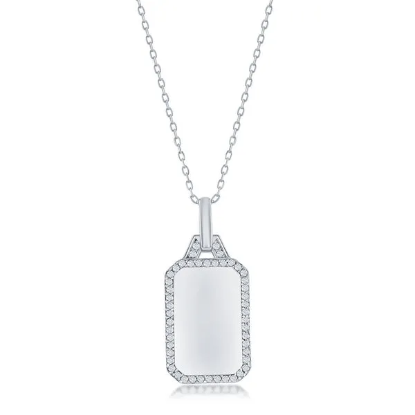 Silver Dog Tag Pendant Necklace 640-04860
