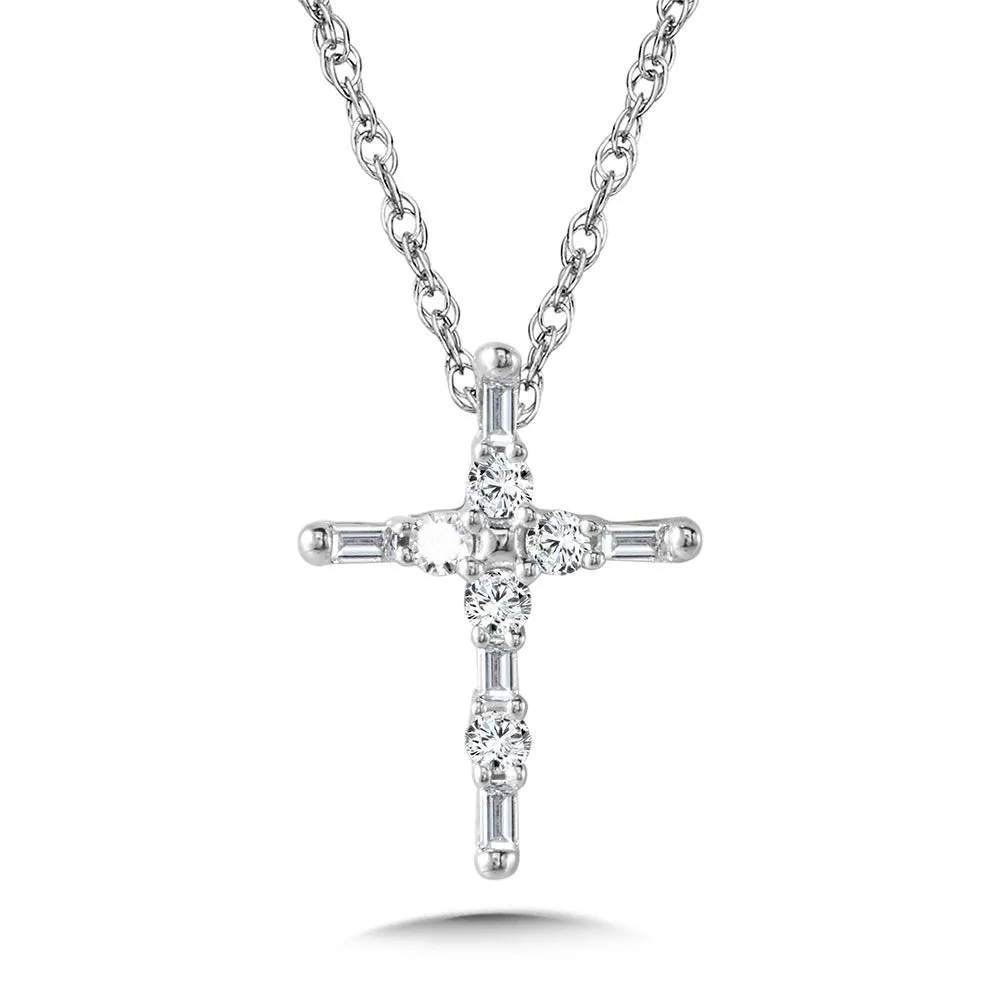 10K BAGUETTE DIAMOND CROSS PENDANT PDD3161-1W