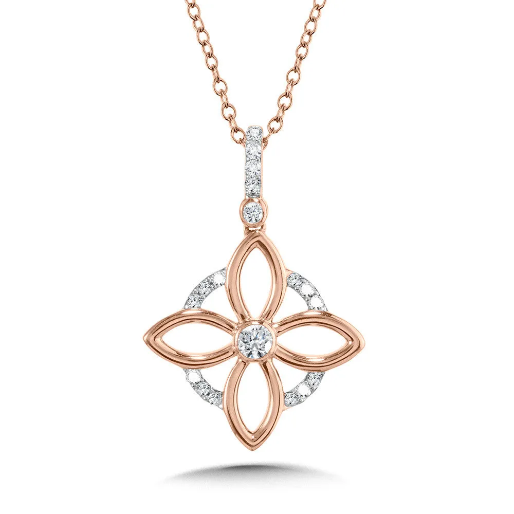 10K DANGLING FLORAL DIAMOND PENDANT PDD3524-1P