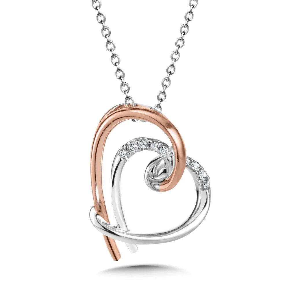 10K TWO TONE DIAMOND HEART PENDANT PDD3166-1WP
