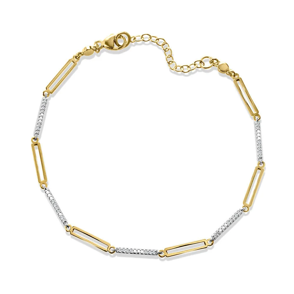 10K TWO TONE GOLD DIAMOND PAPERCLIP LOOPS BRACELET LDD428-1WY