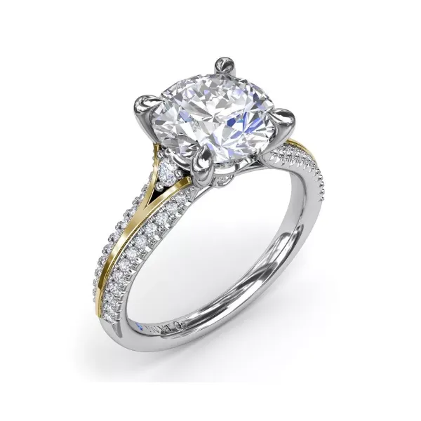 Two-Toned Split Shank Diamond Engagement Ring