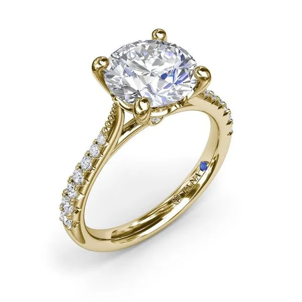 14k Gold Milgrain Graduated Diamond Engagement Ring