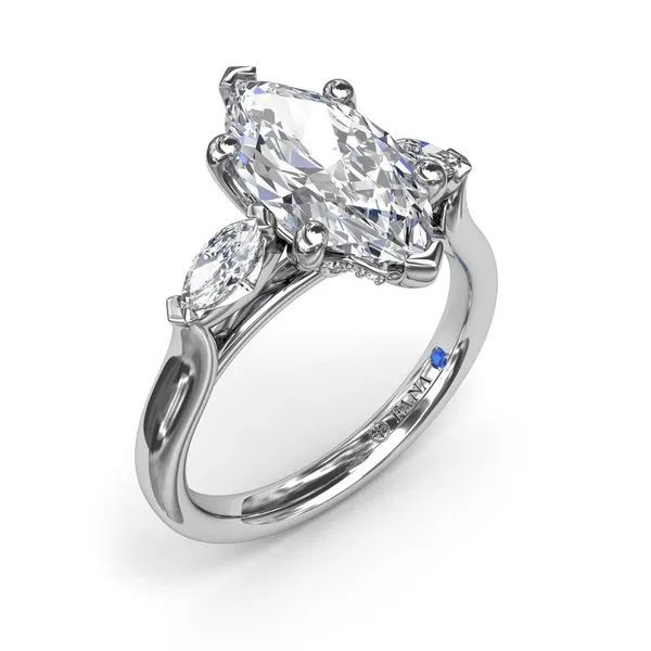 14kt White Gold Marquise Three Stone Diamond Engagement Ring