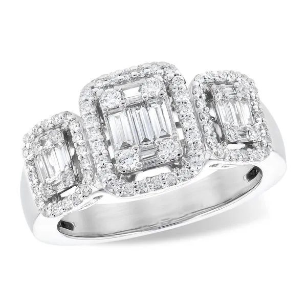 14K White Gold Diamond Mosaic Cluster Engagement Ring