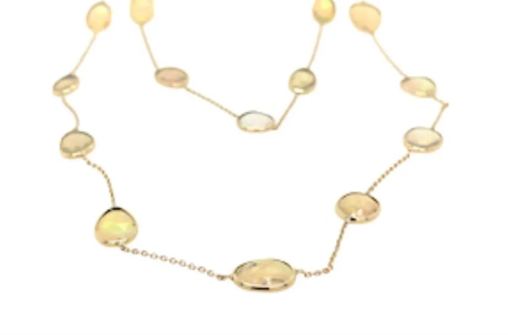 Raymond Mazza 14K Yellow Gold Opal Slice Necklace NZ6553-MOD