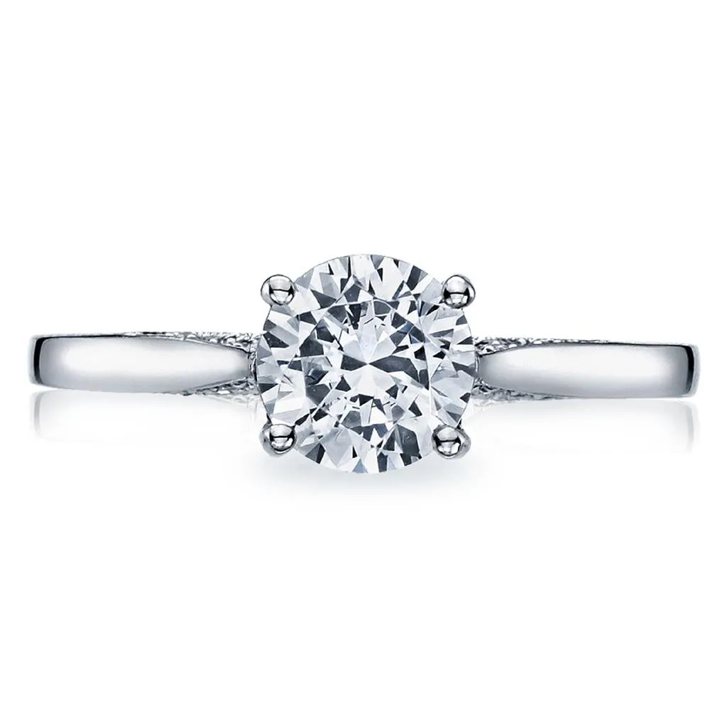 Tacori 18K White Gold Dantela Solitaire Engagement Ring 2638 RD 6.5 W