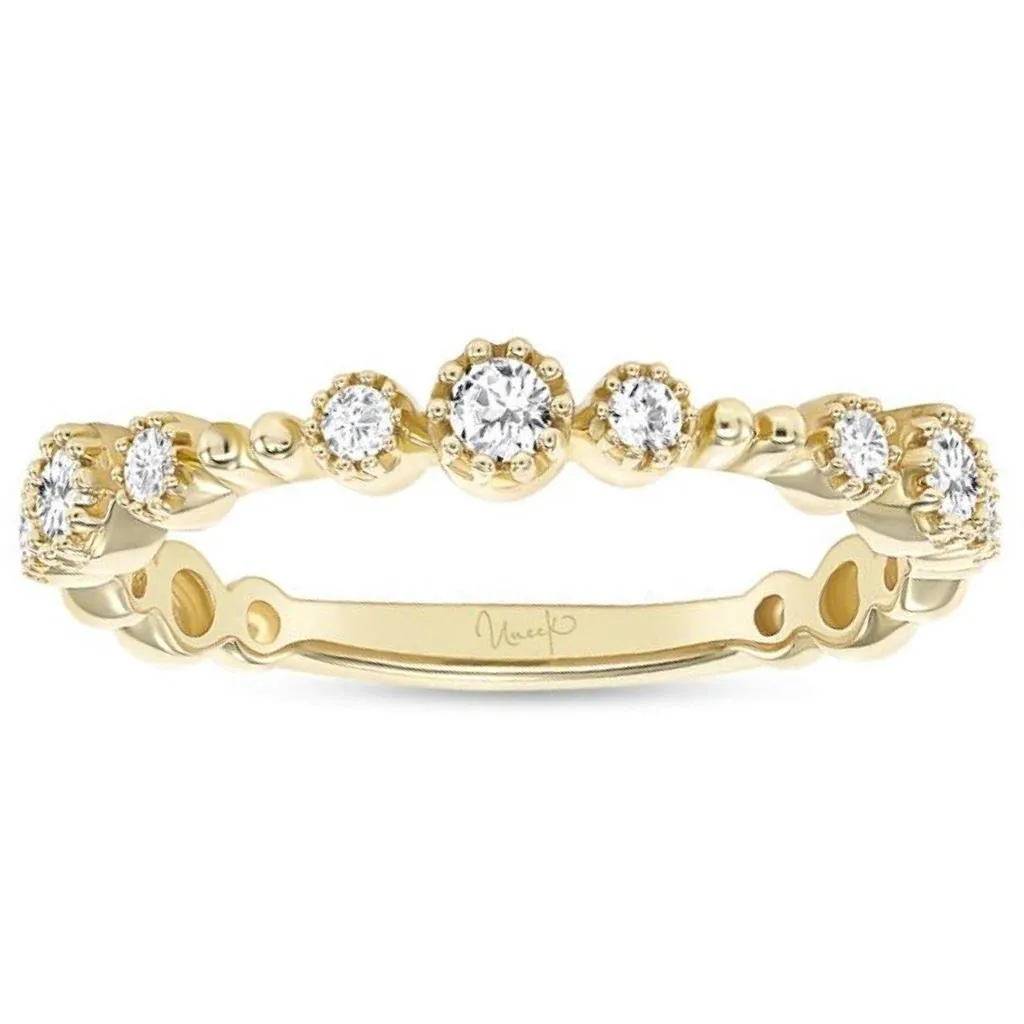 Uneek 14K Yellow Gold Beaded Scattered Diamond Band LVBAS5043Y