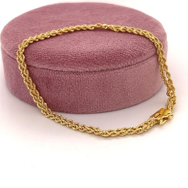 "Amiri" 18K Yellow Gold 3.3mm Double Rope Bracelet 7" Estate 123PPLTT 123PPLTT