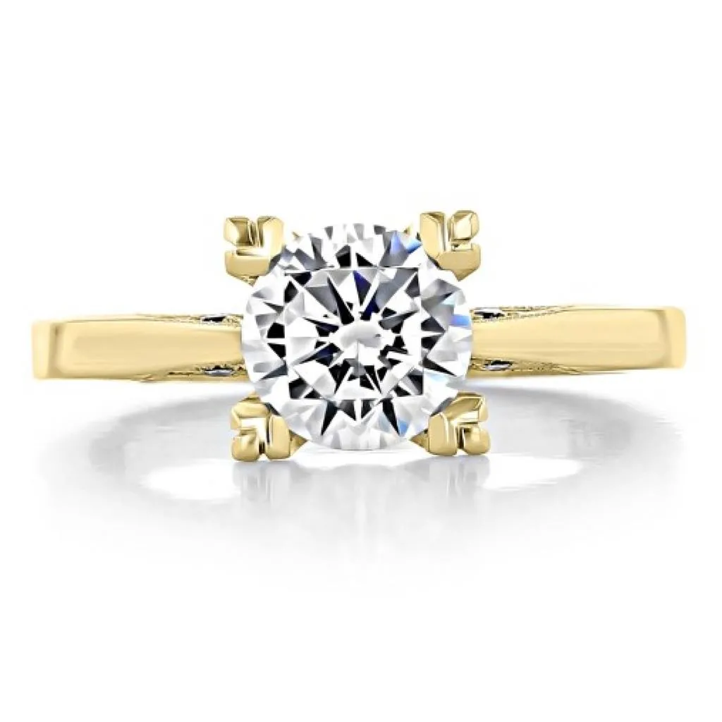 Simply Tacori 18K Yellow Gold Bridal Engagement Ring 2584 RD 6 Y