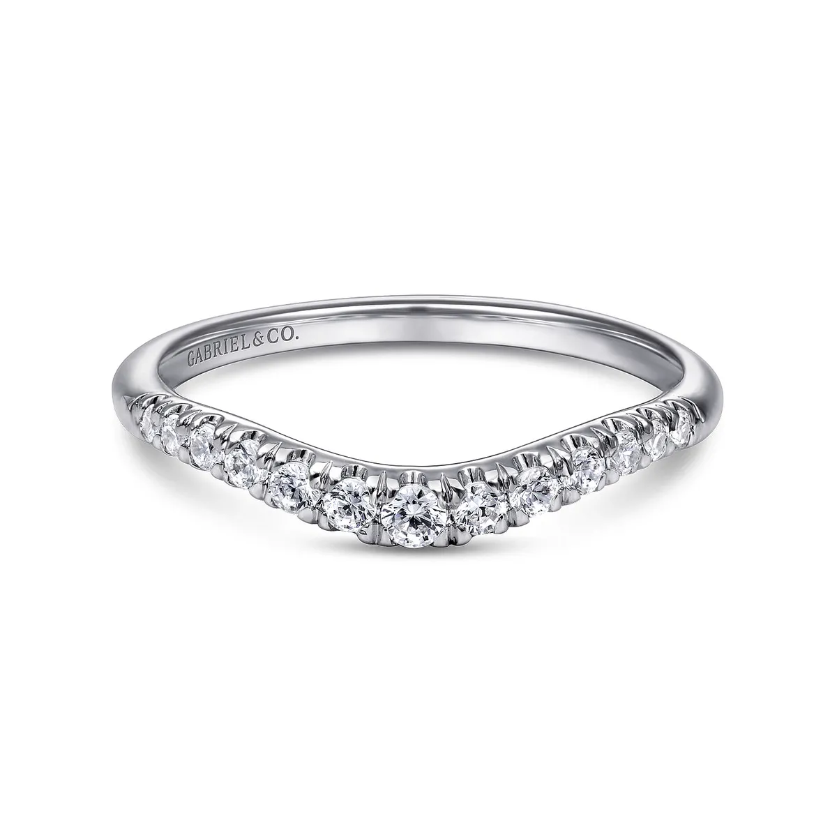 White Gold French Pave Diamond Wedding Band