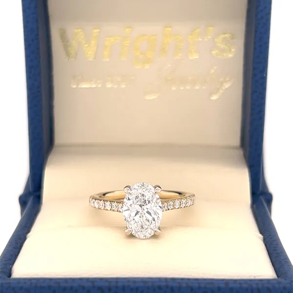 14K Yellow and White Gold 1.75CT Oval Lab Grown Diamond Engagement Ring With a Hidden Halo 2.08CTW 140-00060192-00092