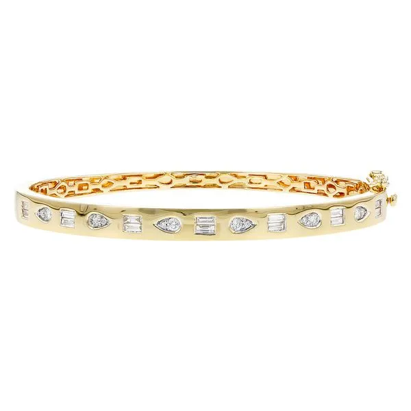 Ladies 14K Yellow Gold and Diamond Bangle Bracelet