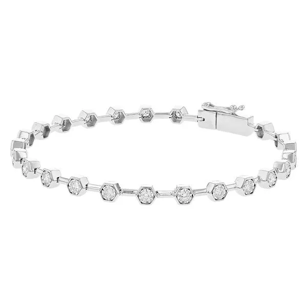 14K White Gold Bezel Set Diamond Bracelet