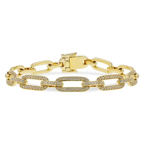 14k Yellow Gold Rectangular Liink Diamond Bracelet
