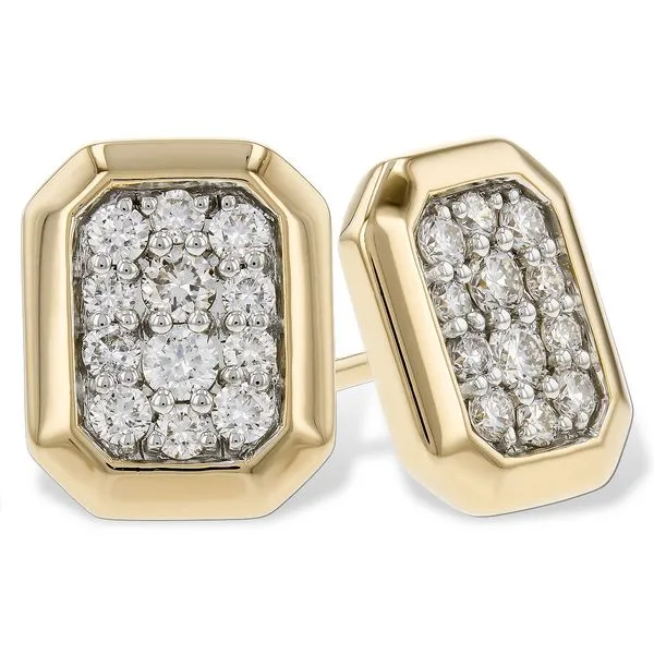 Rectangular Diamond Cluster Stud Earrings
