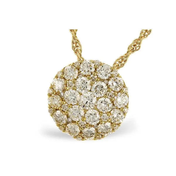 14K Yellow Gold Diamond Cluster Style Pendant