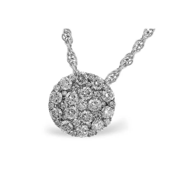 14K White Gold Diamond Cluster Style Pendant