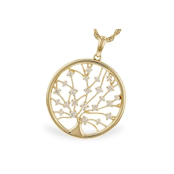 14K Yellow Gold Diamond Tree Pendant