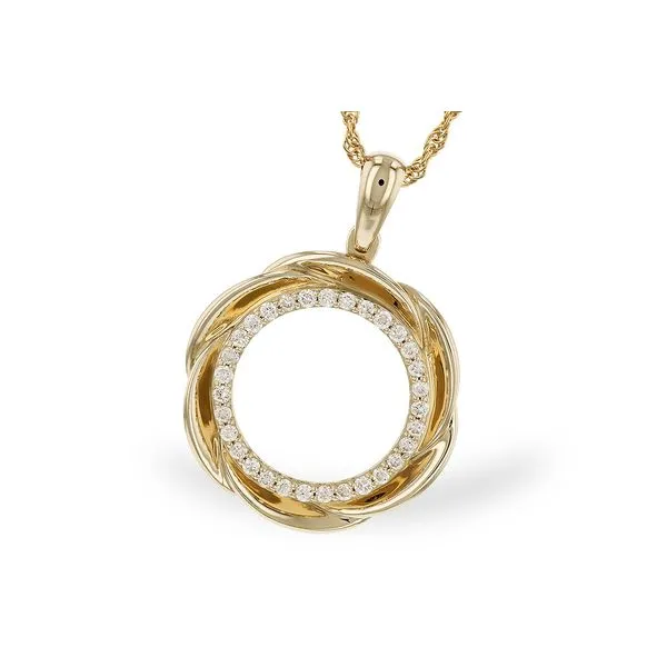 14k Yellow Gold Circle Diamond Pendant